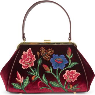 Jeffrey Campbell Frame Floral Embroidered Velvet Shoulder Bag in Wine Velvet Floral Multi at Nordstrom