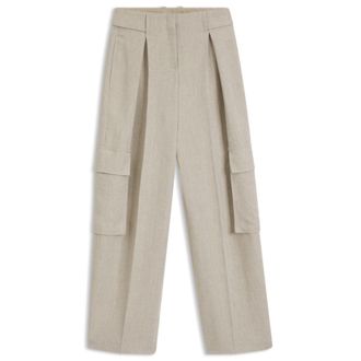 BOSS Regular-fit trousers in a herringbone linen blend