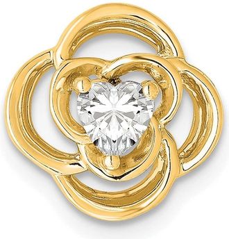 Diamond2Deal 14k Gold 1/4 Ct Lab Grown Diamond Flower Chain Slide Pendant