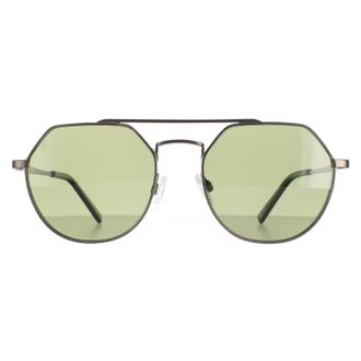 Serengeti Eyewear Aviator Matte Gunmetal Saturn Polarized Green 555nm Shelby in Grey