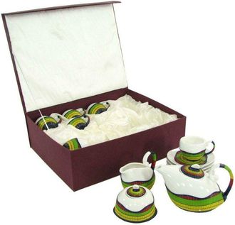 Vacchetti Tazas De T&eacute; Con Tetera Y Lechera Multicolor 9 Piezas