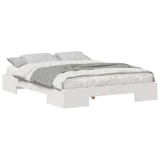 Berkfield Home Durable Floor Bed Frame with Storage White 160 x 200 cm Solid pin