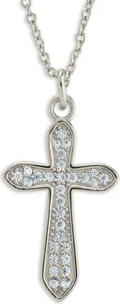 Sterling Forever Pav&eacute; Cross Pendant Necklace in Silver at Nordstrom