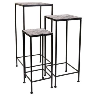 Wanderlust Deco Wanderlust Deco - Set 3 Soportes De Macetas De Metal Negros