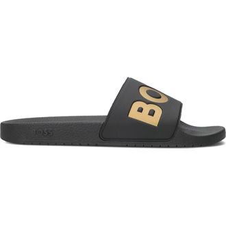 HUGO BOSS Aryeh Slippers - Heren - Sandalen - Zwart - 45 EU - Leer - Schoenen