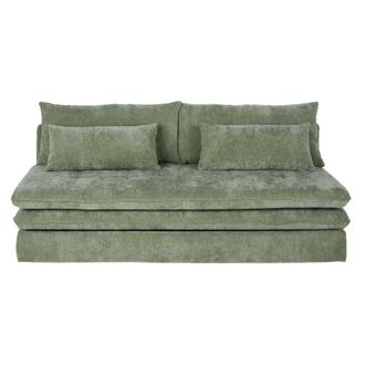 Maisons du monde Sof&aacute; cama de 2/3 plazas con arc&oacute;n de tela caqui, colch&oacute;n de 31 cm