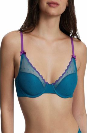 Skarlett Blue Siren Lightly Lined Dotted Lace Bra in Celestial/vivid Purple at Nordstrom, Size 34Ddd