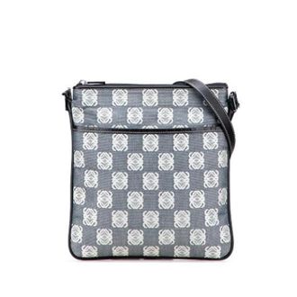 Loewe Pre-owned Canvas Crossbody Bag - Dames - Pre-owned - Grijs - Maat: ONE Size Leer