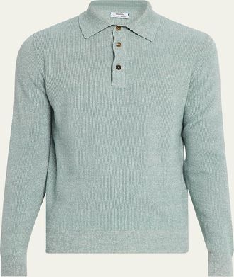 Cesare Attolini Mens Cashmere Rib Polo Sweater