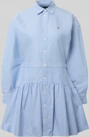 Polo Ralph Lauren Tailliertes Blusenkleid aus reiner Baumwolle in Hellblau, Gr&ouml;&szlig;e 34