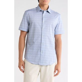 Bugatchi Short Sleeve Woven Shirt in Steel at Nordstrom Rack, Size Xxx-Large