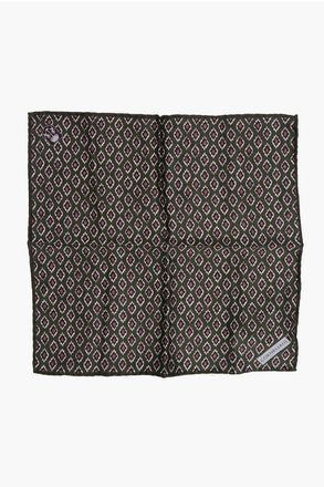 Corneliani Geometric Patterned Silk Pocket Square size Unica