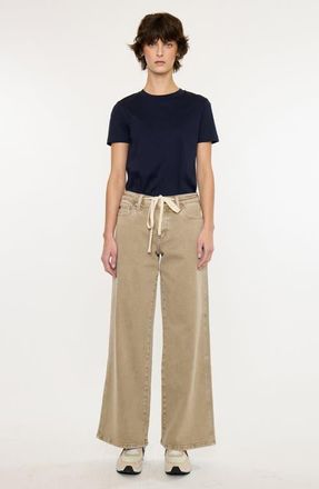 Kancan Natty Mid Rise Wide Flare Jeans in Tan at Nordstrom, Size 27