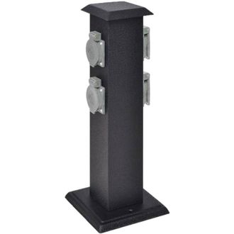 vidaXL Columna Negra Con Enchufes Para El Jard&iacute;n Vidaxl