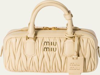 Miu Miu Zip Quilted Leather Top-Handle Bag