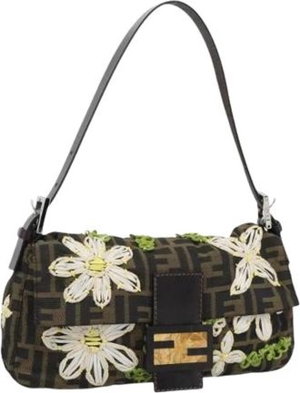 Fendi Pre-owned Zucca Canvas Shoulder Bag - Dames - Vintage Schoudertas - Bruin - ONE Size - Leer - Vintage