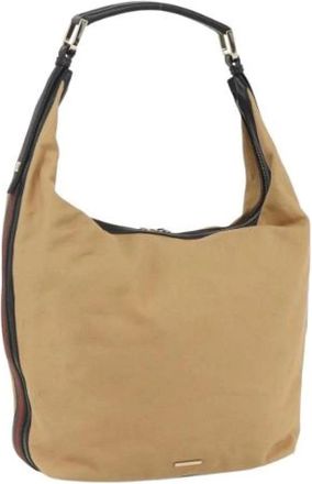 Gucci Pre-owned Shoulder Bags, female, Beige, Size: ONE SIZE Pre-owned Canvas Shoulder Bag