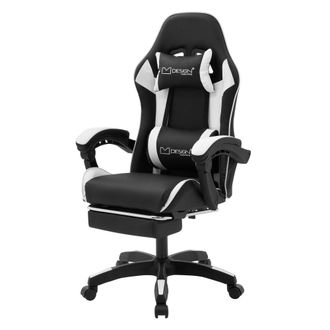 ML Design Silla gaming ergon&oacute;mica blanco con reposap&iacute;es, coj&iacute;n y reposabrazos
