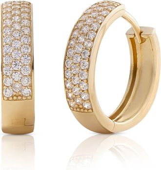 MAX + STONE 14k Solid Gold Lab Grown Diamond Micro Pav&eacute; Huggie Earrings