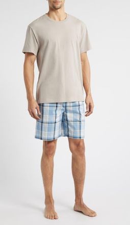 Majestic International Cozy Pajama T-Shirt & Woven Cotton Shorts Set in Chambray at Nordstrom, Size Xx-Large