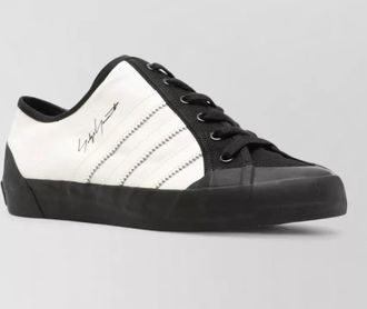 Yohji Yamamoto leather canvas low-top lace-up sneakers