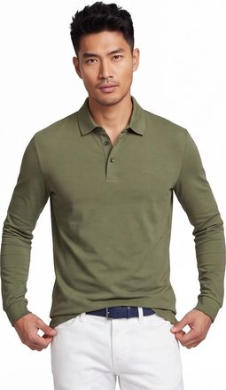 HUGO BOSS poloshirt lange mouw Boss Black groen katoen