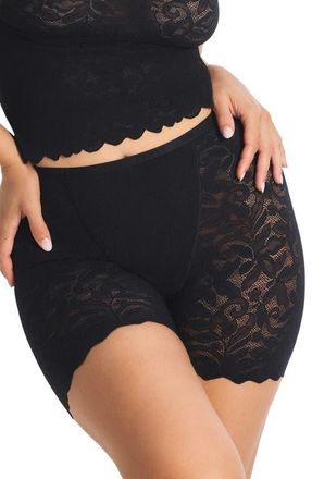 Savage x Fenty Lacy Dreams Pajama Shorts in Black Caviar at Nordstrom, Size X-Large