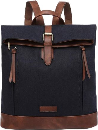 Generic Womens Ladies Girls Men Vegan Leather Backpack Rucksack Work Bag School College (Navy)