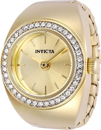 Invicta Mini Angel Quartz Crystal Gold Dial Ladies Watch 48944