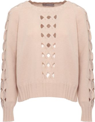 D.exterior Beige Cut-Out Wool Cashmere Turtleneck Sweater