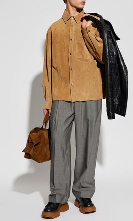 Alexander McQueen Suede Shirt With Pocket, Mens, Beige
