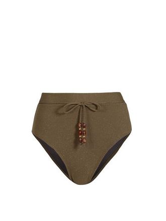 Change of Scenery Belted Hi Waist Hi Leg Bikini Bottom in Martini Metallic at Nordstrom, Size Small