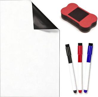 No Brand Pizarra Magn&eacute;tica Blanca - Tama&ntilde;o L - 29,7 X 42 Cm - A5 - Con 1 Borrador + 3 Rotuladores - Im&aacute;n Para Nevera, Pizarra De Notas, Material Did&aacute;ctico - Pa