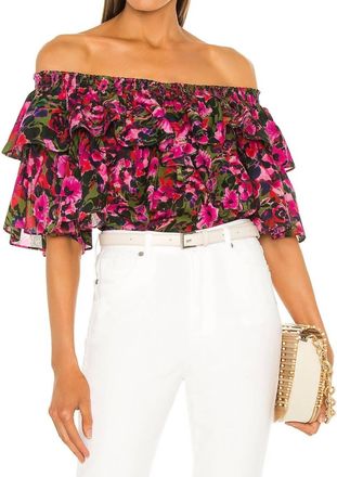 Something Navy Felix Ruffle Top In Pink