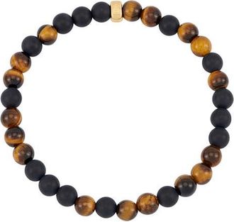 Estella Bartlett Mens Black Onyx & Tigers Eye Beaded Bracelet in Black Onyx/Tigers Eye at Nordstrom