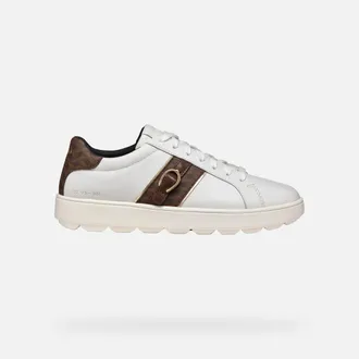 Geox Spherica Ecub-1 Woman White/dark Brown, Size: 37