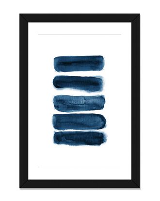 iCanvas Icanvas Watercolor Brush Strokes Navy Blue Art Print By Nouveau Prints