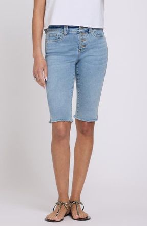 NYDJ Sophie Bike Fray Hem Denim Shorts in Mist Springs at Nordstrom, Size 14