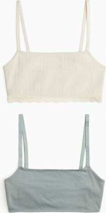 H&M 2er-Pack Unwattierte BH-Tops aus Baumwolle - Beige