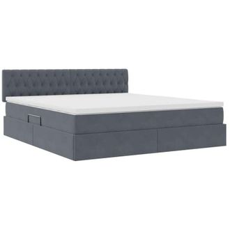 vidaXL Storage Bed with Mattress Dark Grey 160 x 200 cm Velvet vidaXL