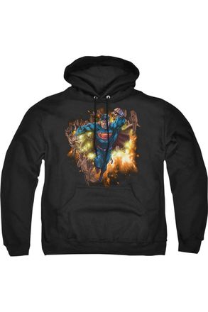 Gildan Superman Blasting Through Adult Pull Over Hoodie / Hooded Sweatshirt