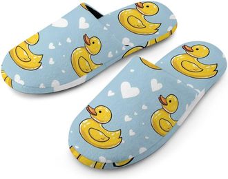 Generic Cute Rubber Duck Warm Mens Slippers Slip On Soft Fleece House Shoes Winter Indoor Outdoor
