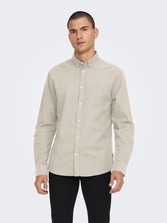 Only & Sons Langarmhemd ONLY & SONS ONSALVARO SLIM LS OXFORD SHIRT NOOS, Herren, Gr. XL, N-Gr, chinchilla, Web, Obermaterial: 60% Baumwolle, 40% Polyester, unifar
