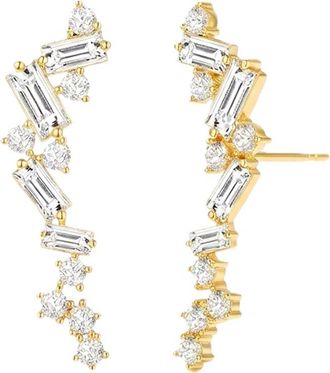 Liv Oliver 18K Plated Cz Stardust Baguette Earrings