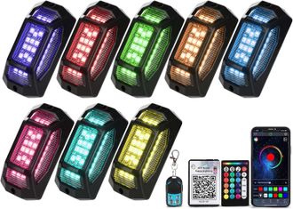 No Brand 8 Set Di Luci Rgb Colorate Per Roccia Con 5 Bordi Angolari - Camion E Auto - Copertura Esterna Illuminata Impermeabile Ip67 - Kit Incluso - 8 Set