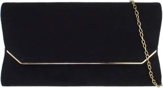 Girly HandBags Womens Plain Suede Effect Clutch Bag (Black)