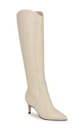 Nine West Sirena Pointed Toe Knee High Boot in Ivory at Nordstrom, Size 8.5