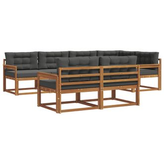vidaXL Conjunto De Sof&aacute;s De Exterior 7 Pcs Natural Y Antracita Vidaxl