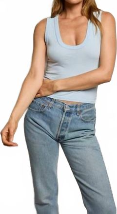 perfectwhitetee Khara Crispy Cotton U-Neck Tank Top In Powder Blue