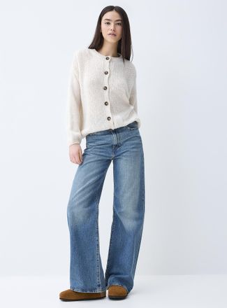 Twik Womens Puff-sleeve Cardigan Sweater